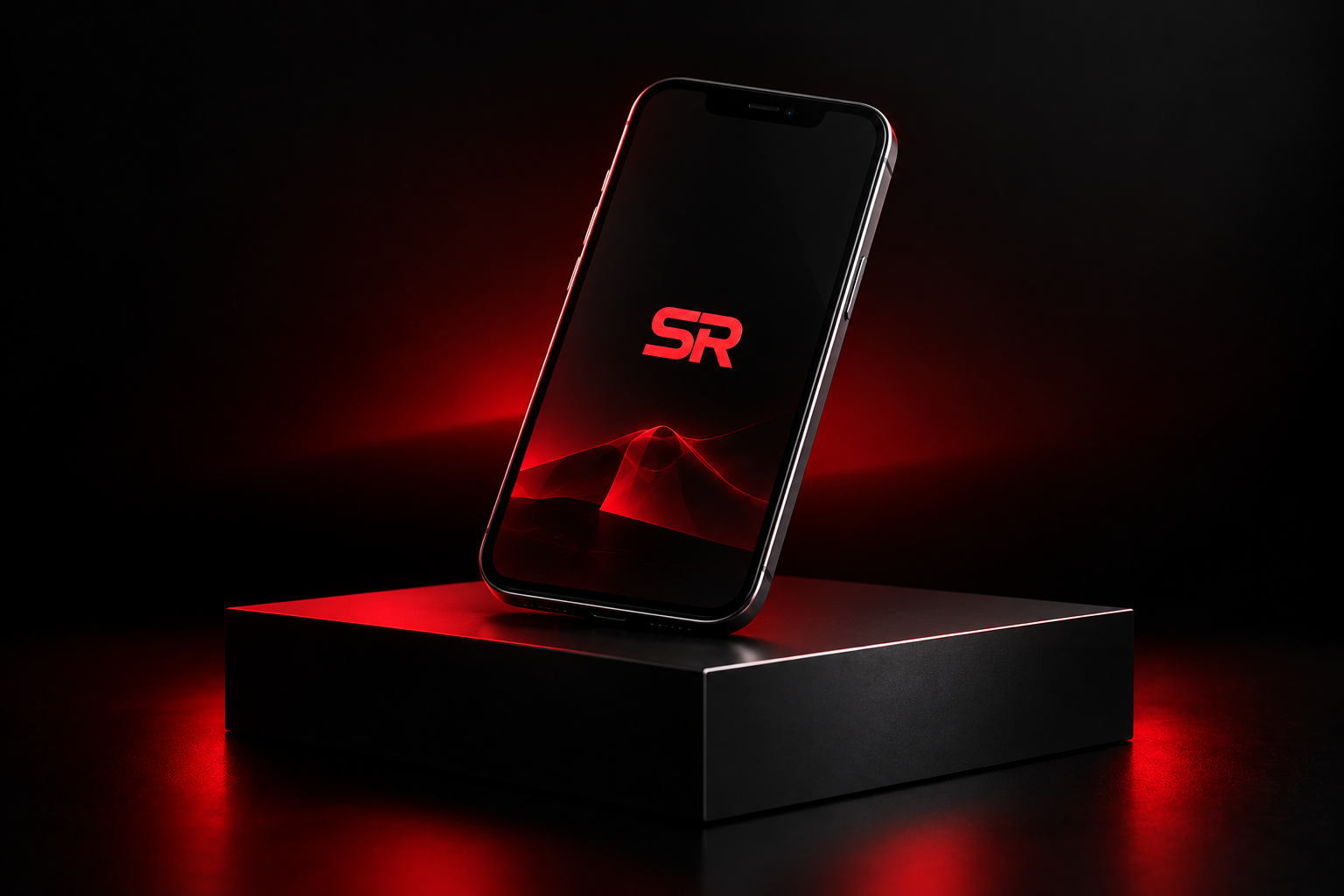Dark phone and tablet with red lighting for app development